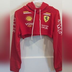 Ferrari Red Cropped Hoodie